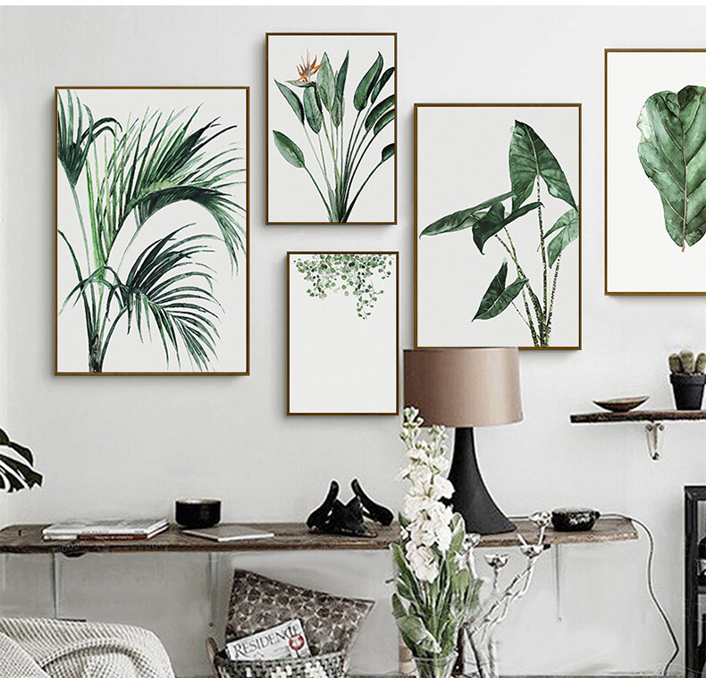 客厅装饰画玄关壁画餐厅挂画现代简约绿色植… - 堆