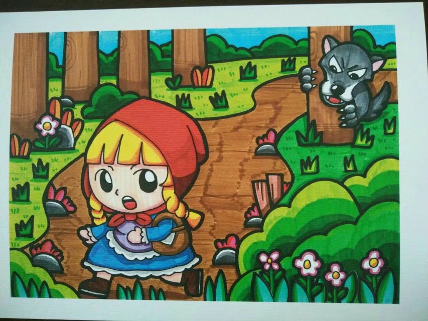 儿童画插画小红帽