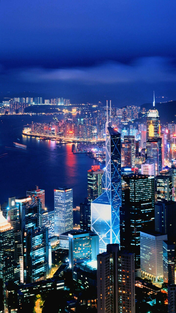 香港城市夜景竖屏壁纸图片