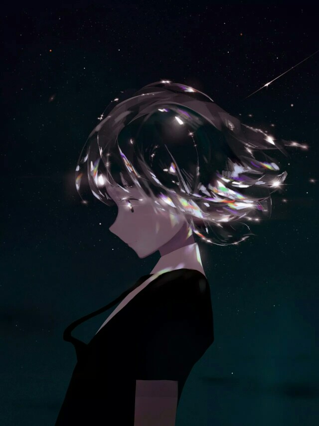 (`)宝石之国钻石黑色系小姐姐壁纸插画