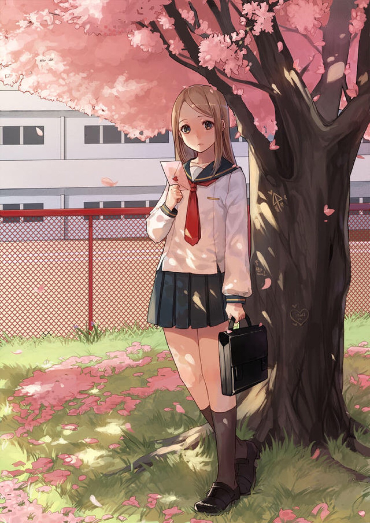 樱花树下的动漫少女图片