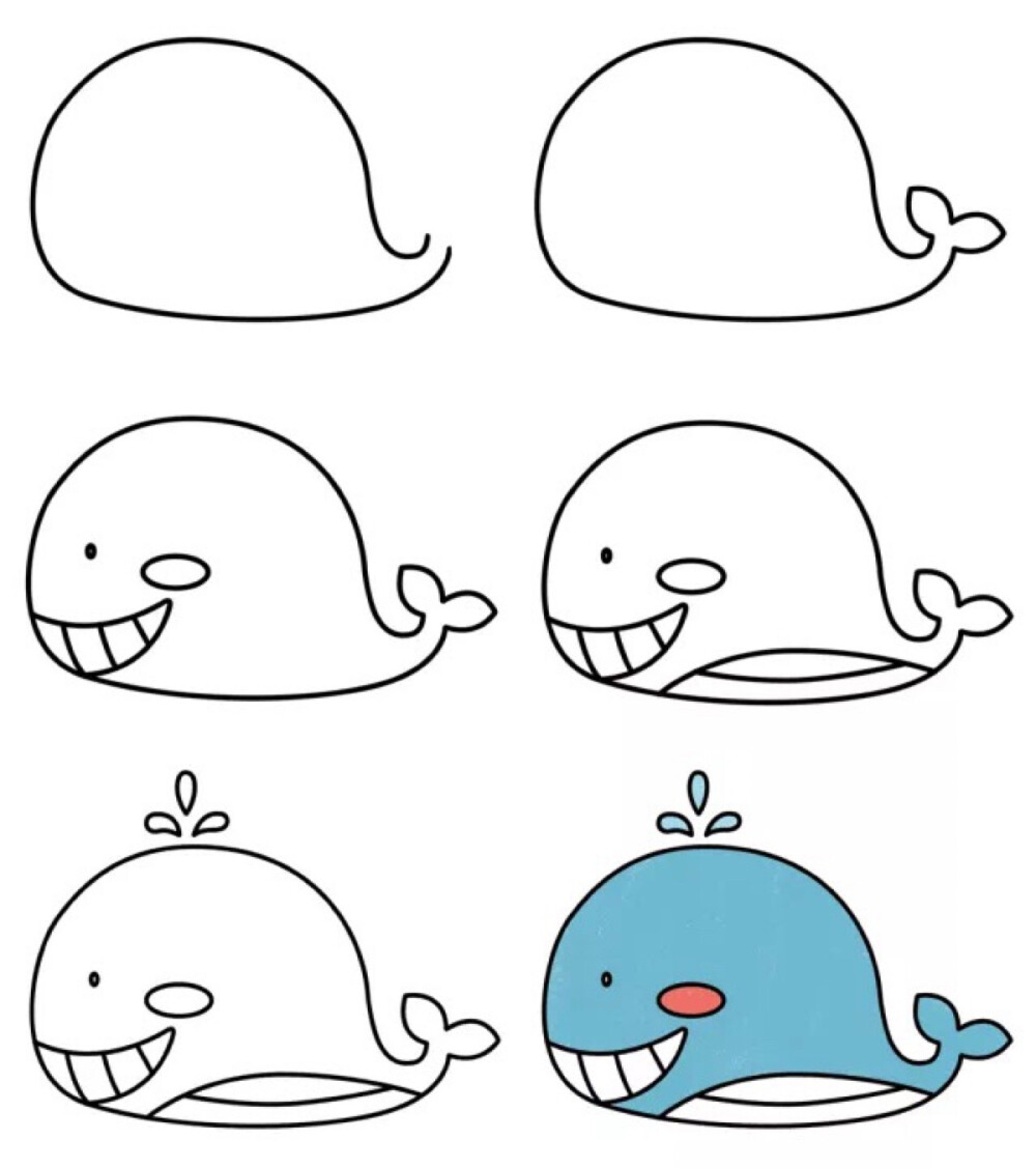 鲸鱼简笔画画法图片