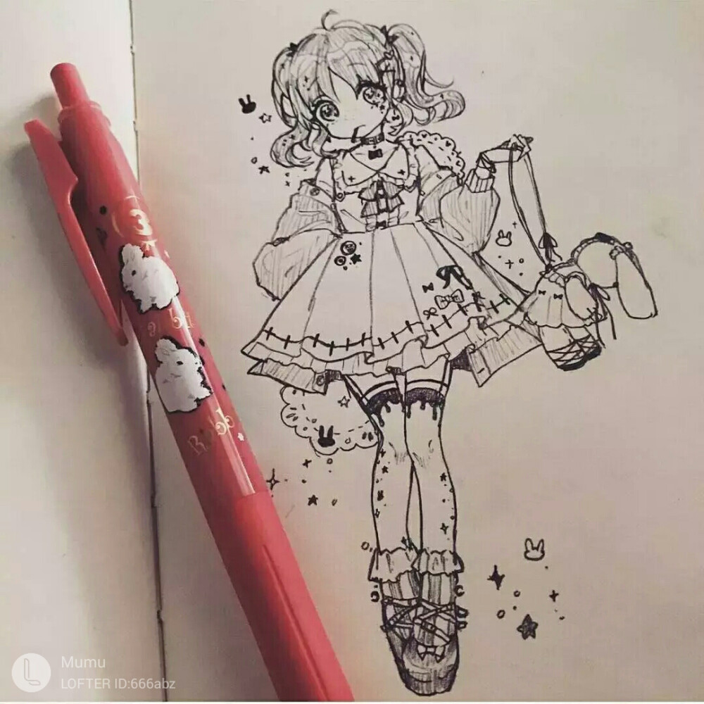马克笔动漫手绘少女头像壁纸黑白插画画师mumu侵权致歉
