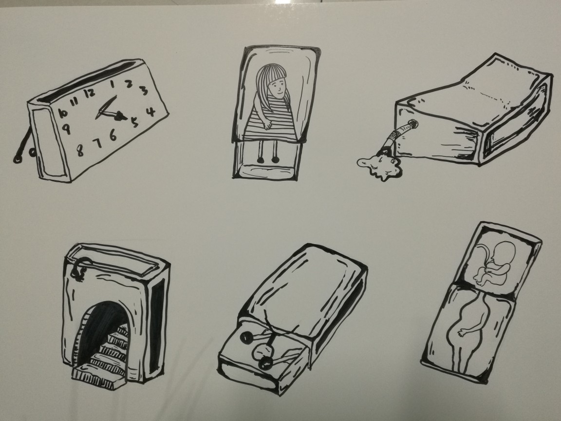 火柴盒创意设计手绘图片