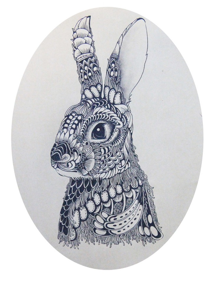 黑白装饰涂鸦插画之十二生肖——兔