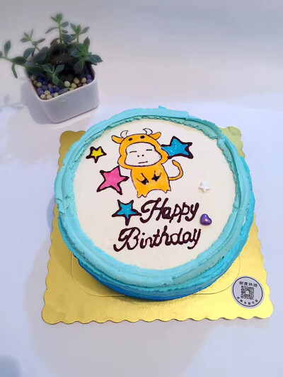 手绘牛蛋糕