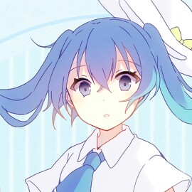 自截头像初音双马尾可爱蓝色系少女