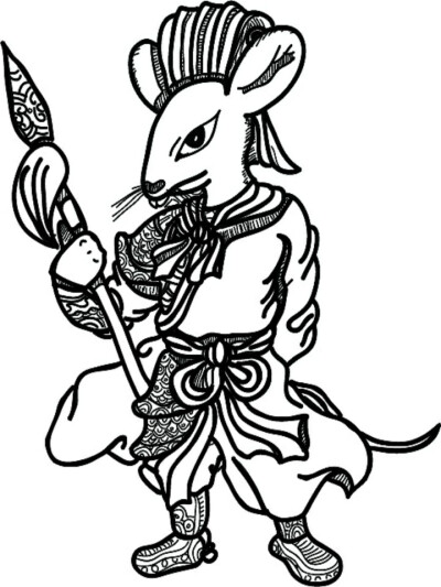 十二生肖黑白插画—鼠