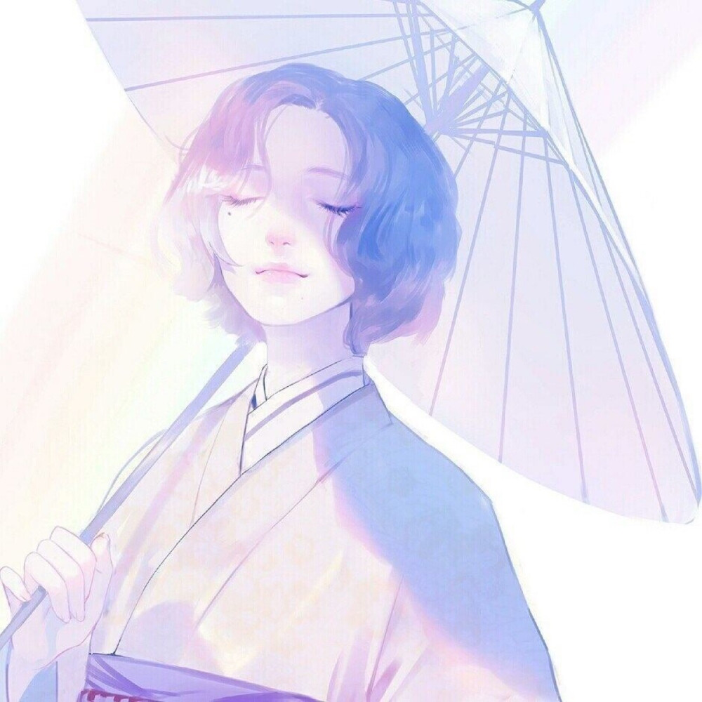 动漫女生头像,紫色系,拿伞,古风,微微一笑,美