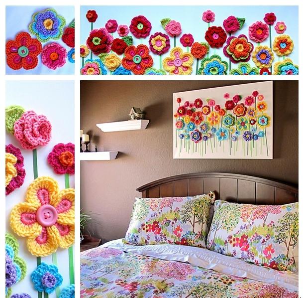 钩针花朵唯美挂画