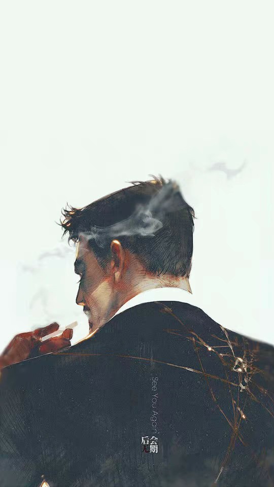 男生冷酷背影抽烟壁纸图片