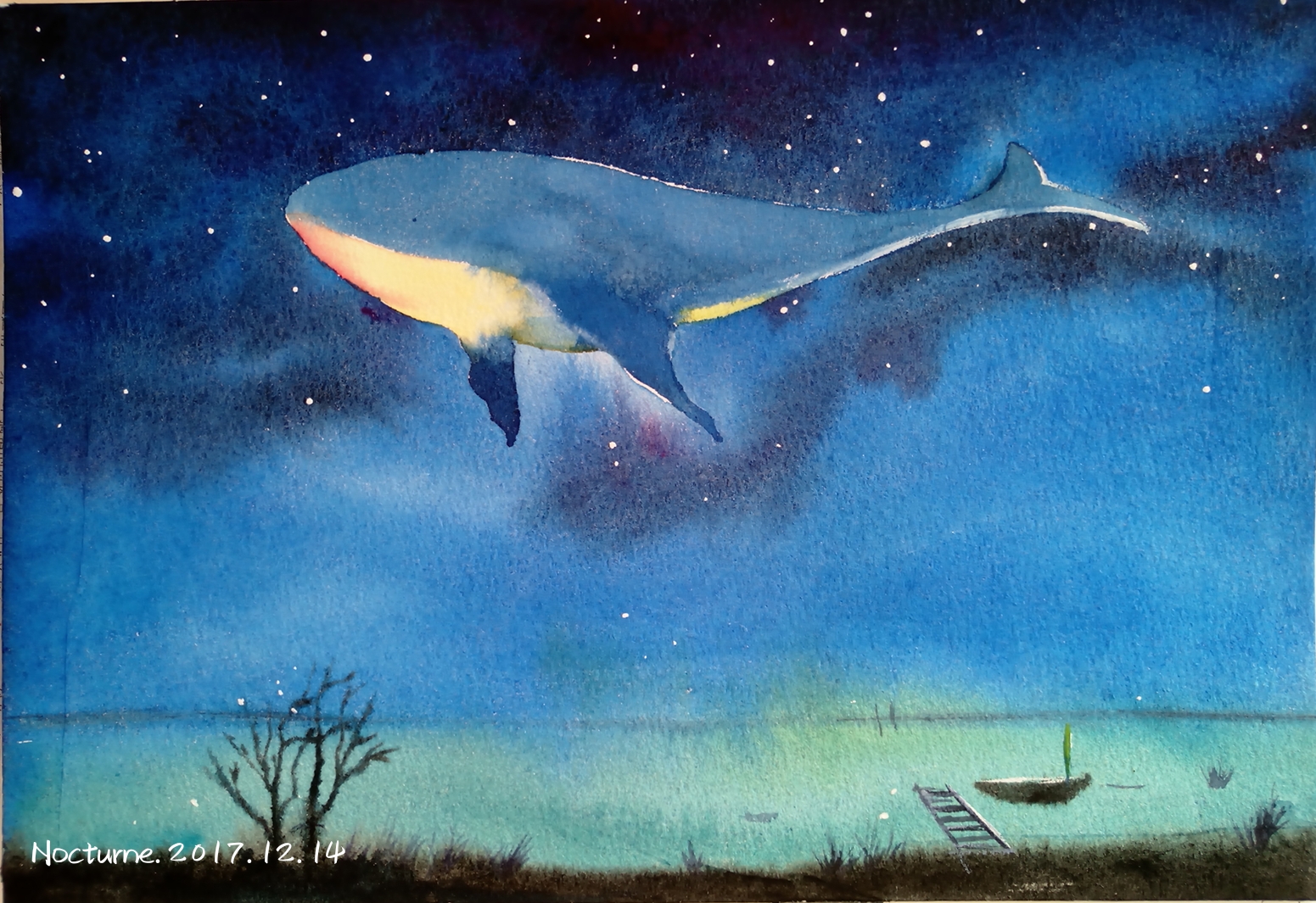鲸鱼壁纸高清手绘图片