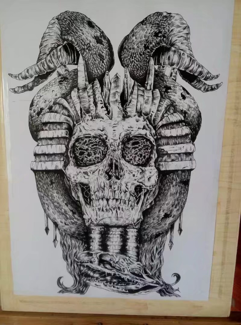 骷髅头黑白装饰画