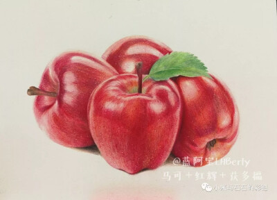 彩铅手绘# 彩铅苹果