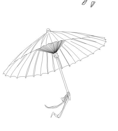伞怎么画 线描图片