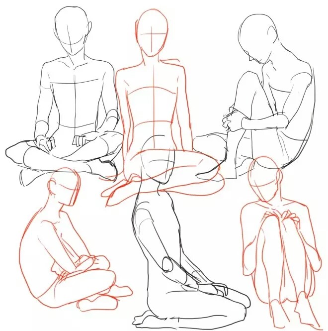 坐着的人体结构绘画图片