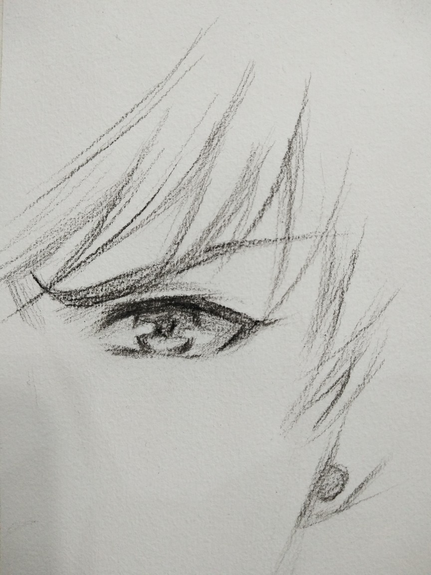 动漫男生铅笔画 眼睛图片