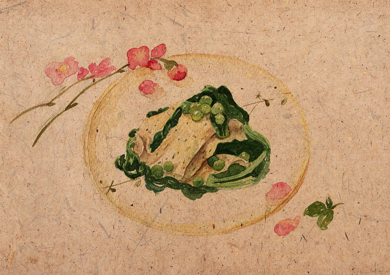 杉田· 二十四节气食物手绘——春分 · 春菜