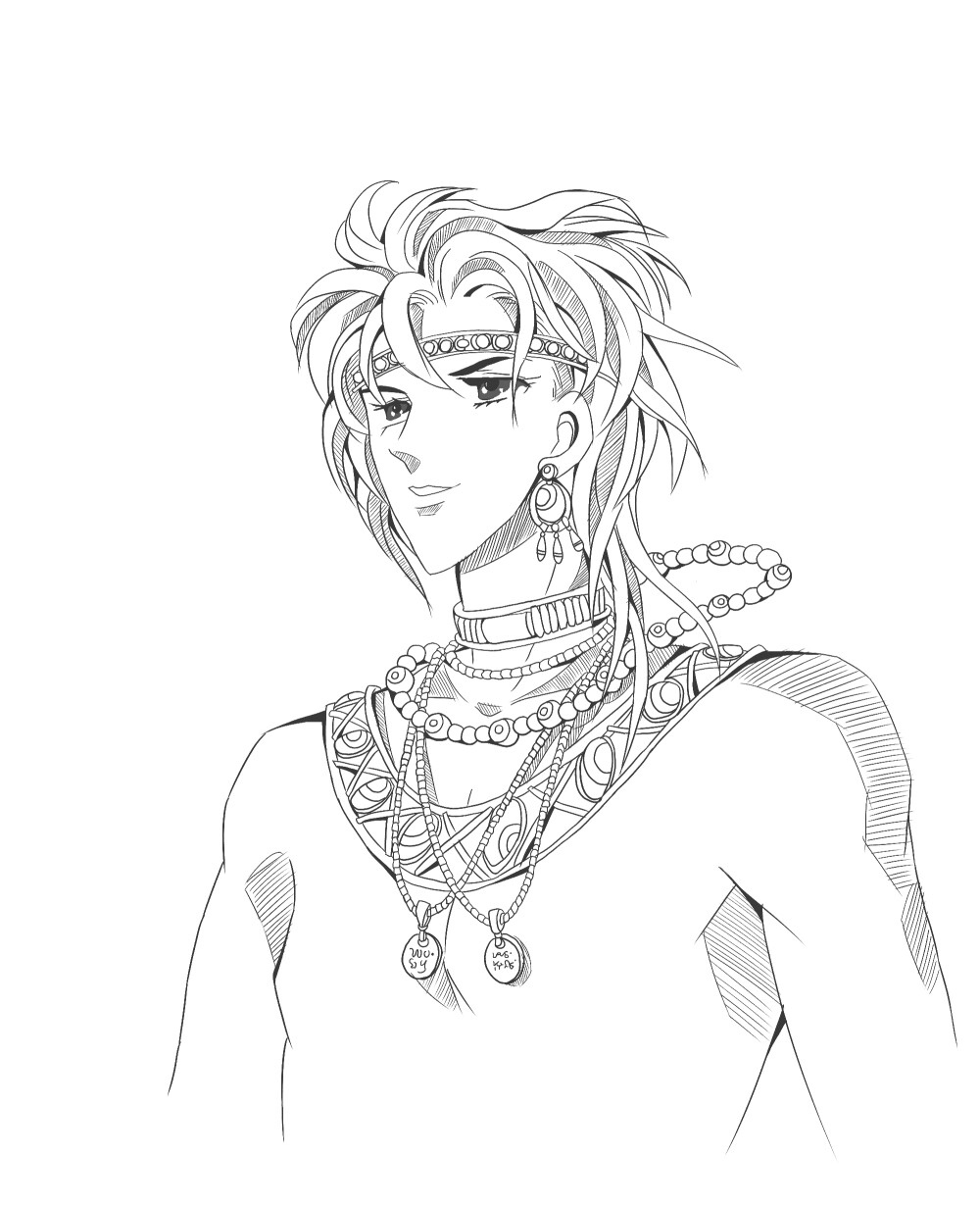 漫画卡通男线稿线描