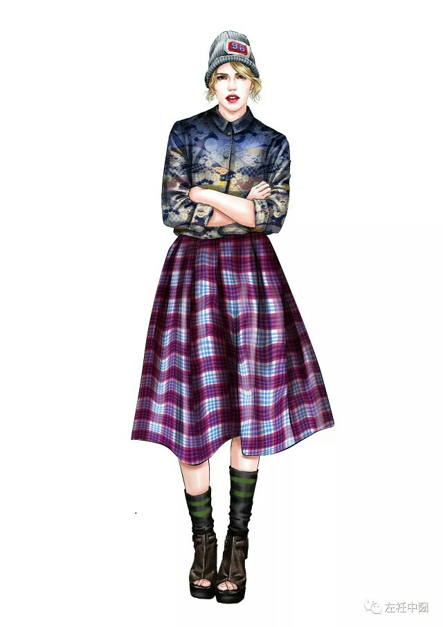 马克笔时装彩铅水粉时尚秀场服装设计时装画