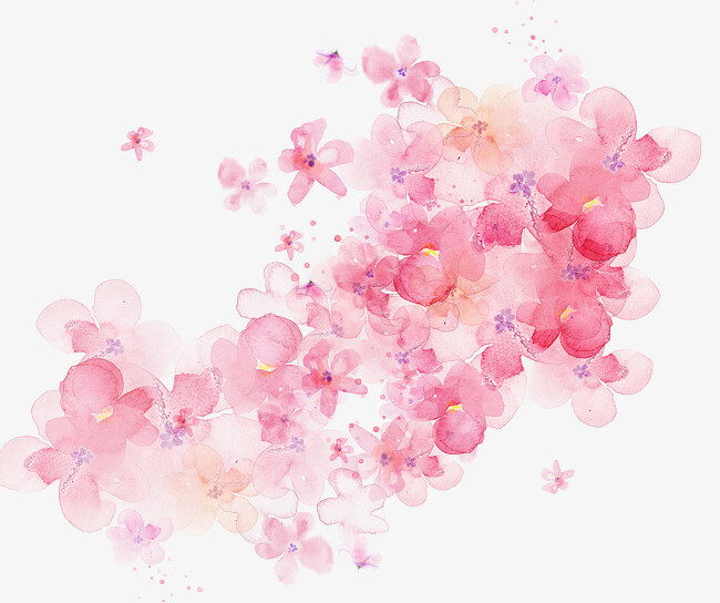 手绘水彩粉色花瓣免抠作图素材封面