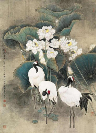 鹤 仙鹤 丹顶鹤 手绘 国画