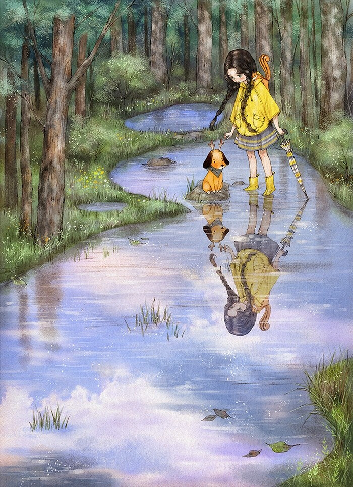插画 韩国插画 aeppol 森系女孩 森系手绘 森系插画 插画家 室内设计