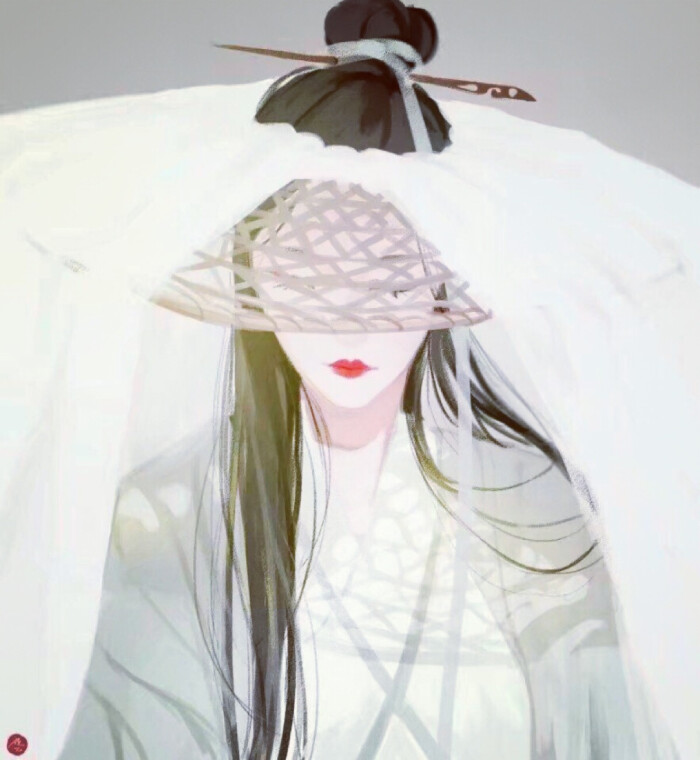头像意绘插画女生古风