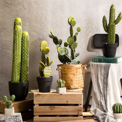 ins风北欧家居仿真泡沫植物仙人掌盆栽家居店铺装饰摆件拍摄道具