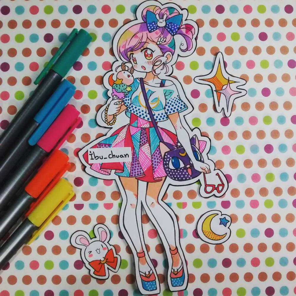 插画 ibu_chuan 彩铅 马克笔