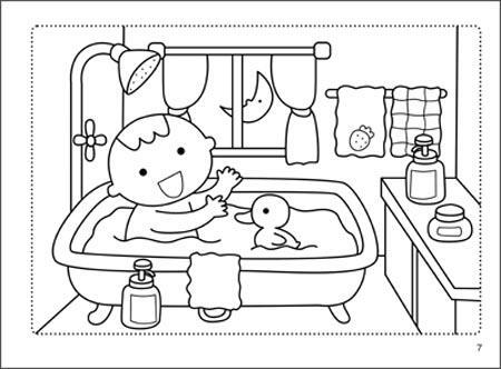 洗澡儿童画简笔画图片图片