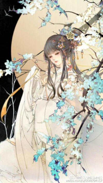 唯美古风女子 月下