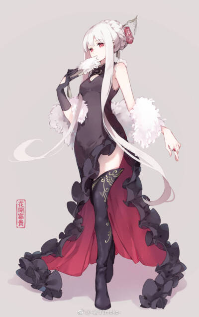 少女前线 kar98k 德皇 旗袍 少女 女王 贺新春 插画 彩绘 二次元 侵删