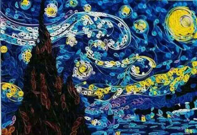 水粉画 星空