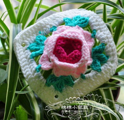 手钩花含苞待放玫瑰花双色立体花片diy抱枕毯子田园家居森女系