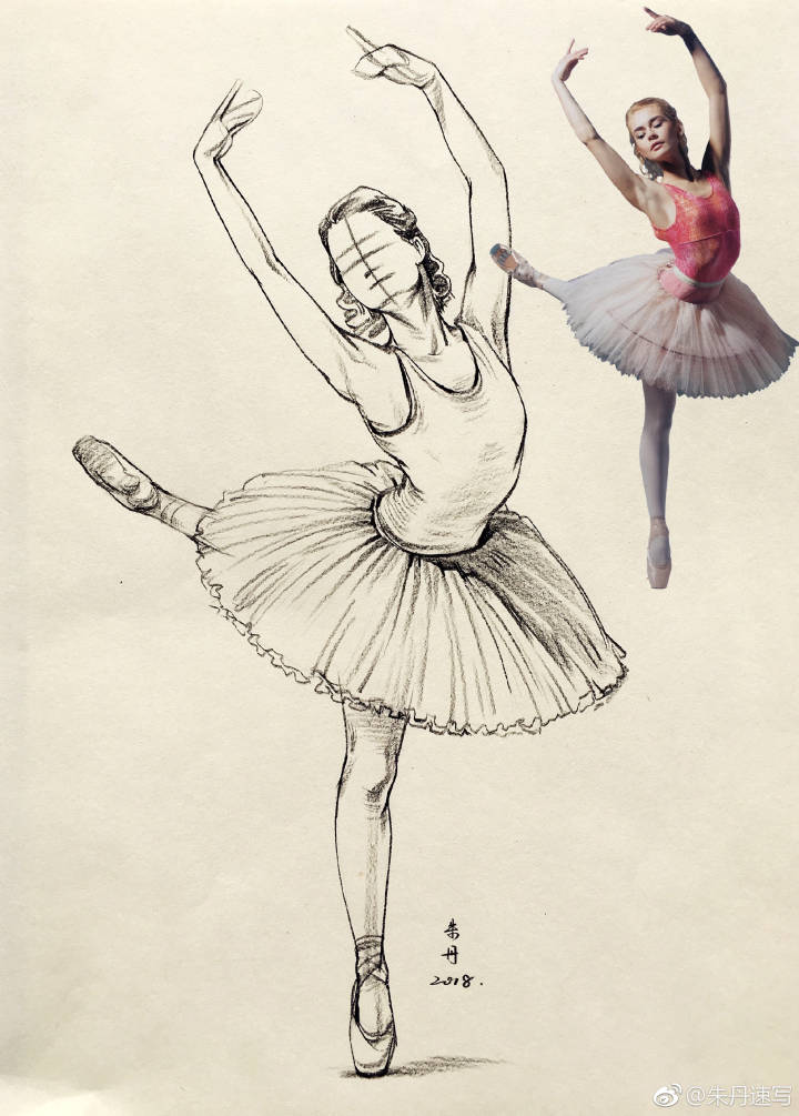 芭蕾舞者速写图片