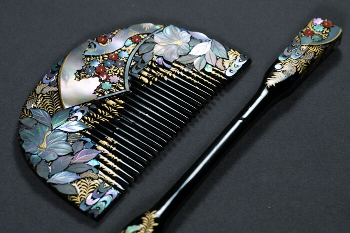 艺莳绘镶贝螺钿梳子发簪昭和