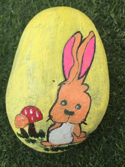 【石头画】小兔几小兔几小黄兔几