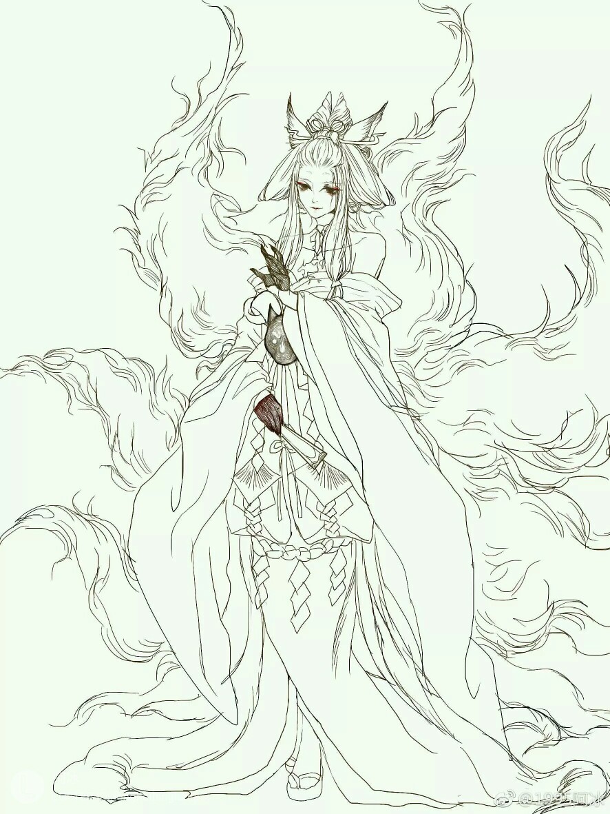 阴阳师玉藻前简笔画图片