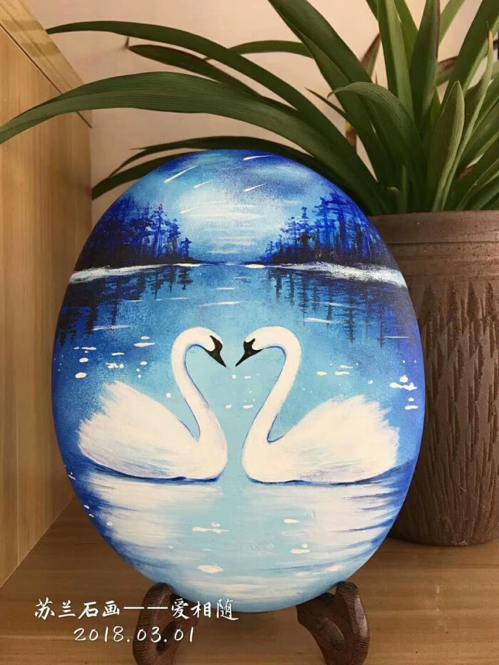 石头画,花盆手绘