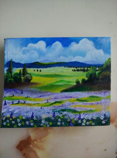 木板上的风景画