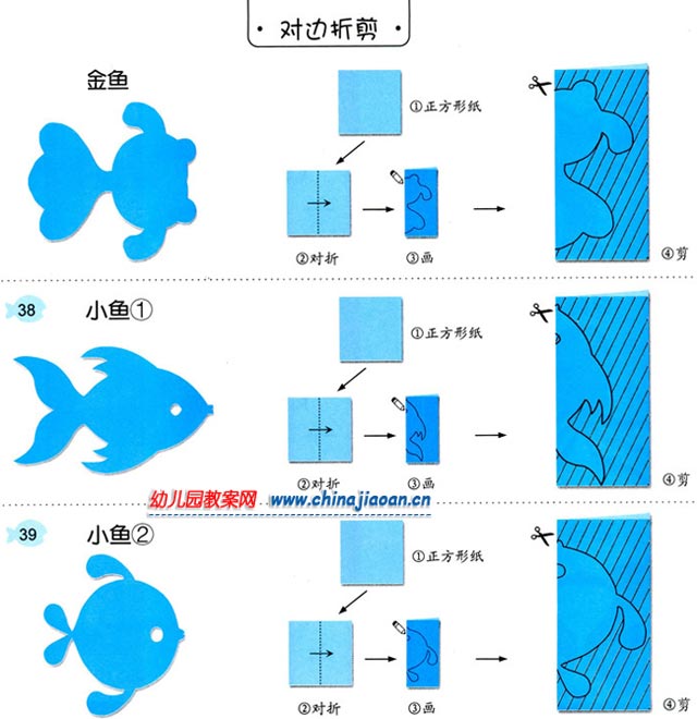 幼儿园剪纸鱼简单图解图片