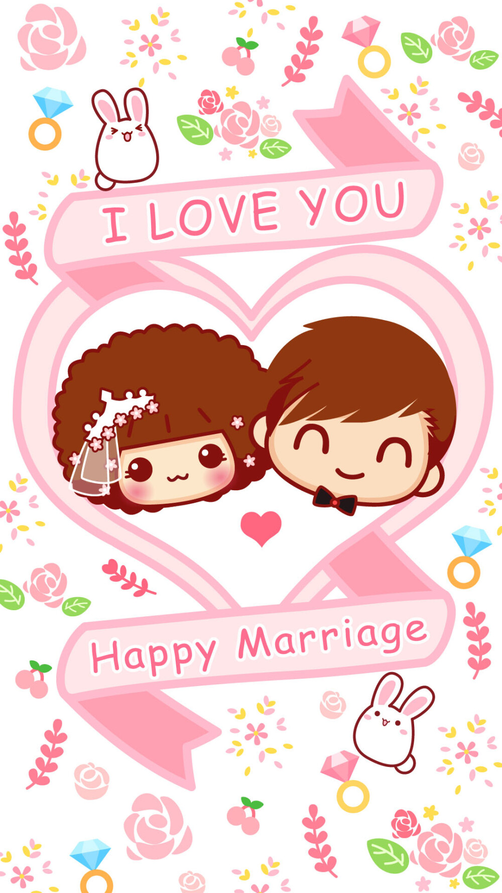 摩丝摩丝手机插画壁纸～我们结婚啦～甜蜜西式婚礼