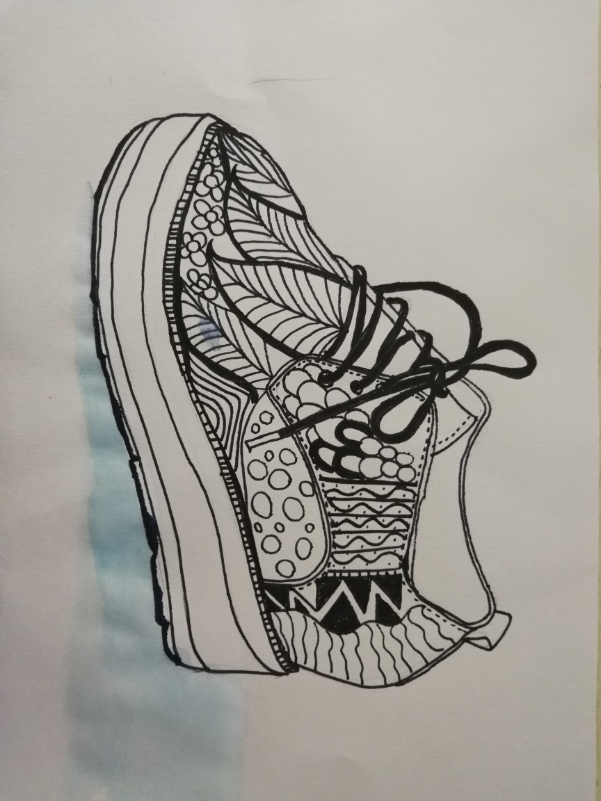 线描写生鞋子