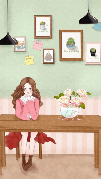 影视 女生 q版 微信 qq 微博 )女孩 韩国唯美插画手绘动漫卡通可爱