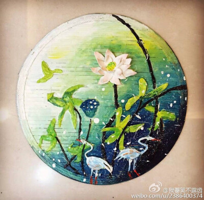 荷花与鹤