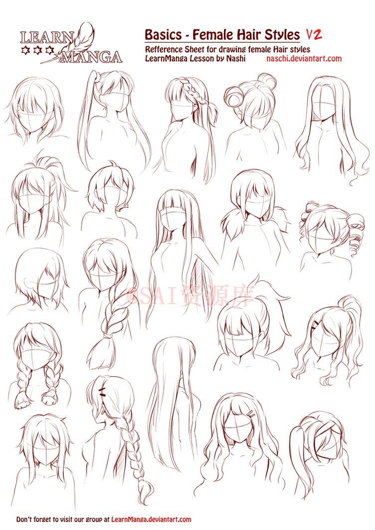 手绘线稿漫画发型素材