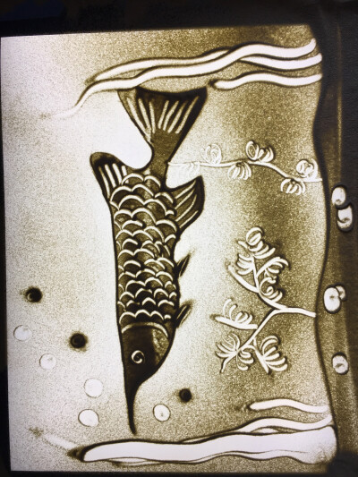 创意沙画 金龙鱼