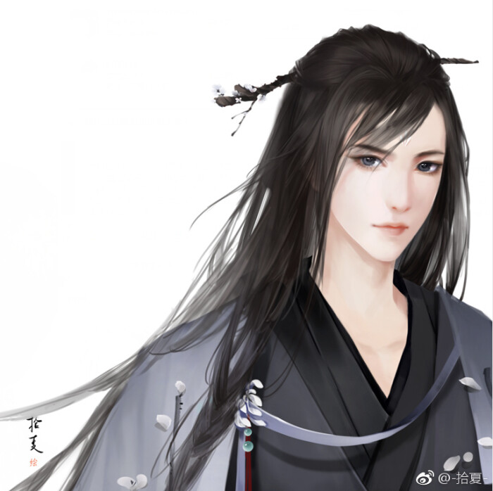 手绘古风黑衣男子