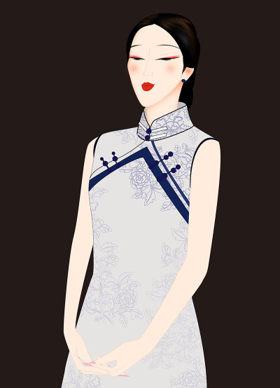 民国美女 古典美女 手绘美女 手绘插画 古装美女 旗袍女性 中国风